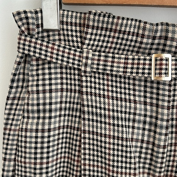 Zara high rise plaid belted pleated trousers - Picture 3 of 6